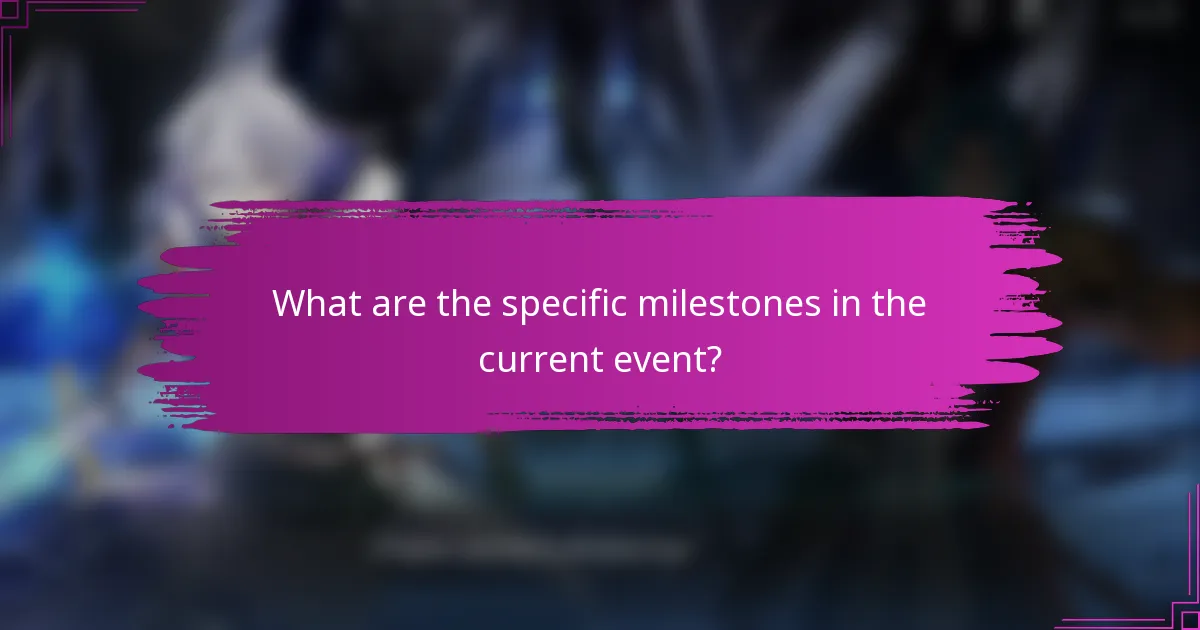 What are the specific milestones in the current event?