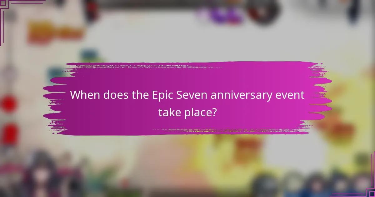 When does the Epic Seven anniversary event take place?