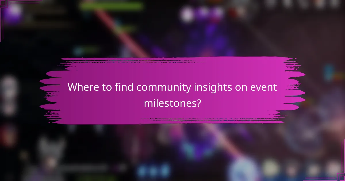 Where to find community insights on event milestones?